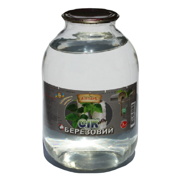 Сік ЗОЛОТИЙ АМБАР березовий, стерилізований, з підсолоджувачем, банка скляна, 3л